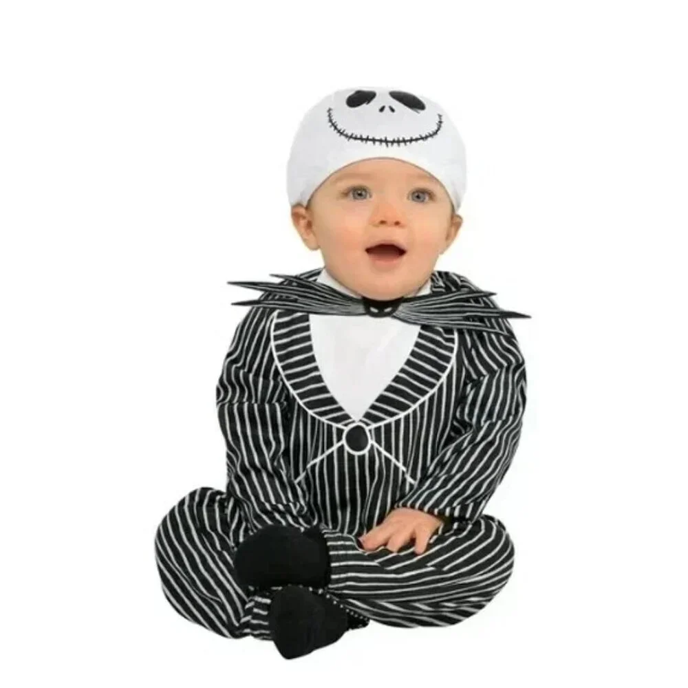 Disney Jack Skellington 2 pc Halloween Costume Baby 6-12 Months Hat Jumpsuit